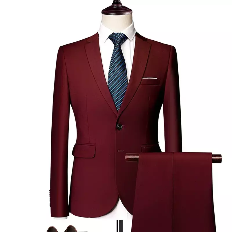 Conjunto de terno casual de negócios masculino, vestido de noiva do noivo, casaco e calças, conjunto de 2 peças, nova moda, M-6XL