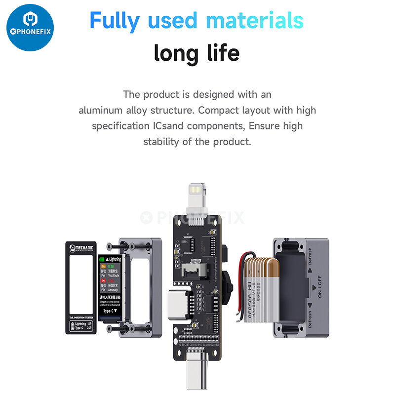 Mechanic T-824 No Disassembly Required Mobile Phone Tail Insertion Detector Digital Display Current Power Check Independent Pin