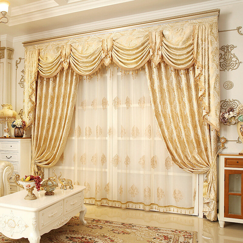 Европейская искусственная занавеска для гостиной, столовой, спальни, занавеска кремового цвета, занавеска из готовой ткани
