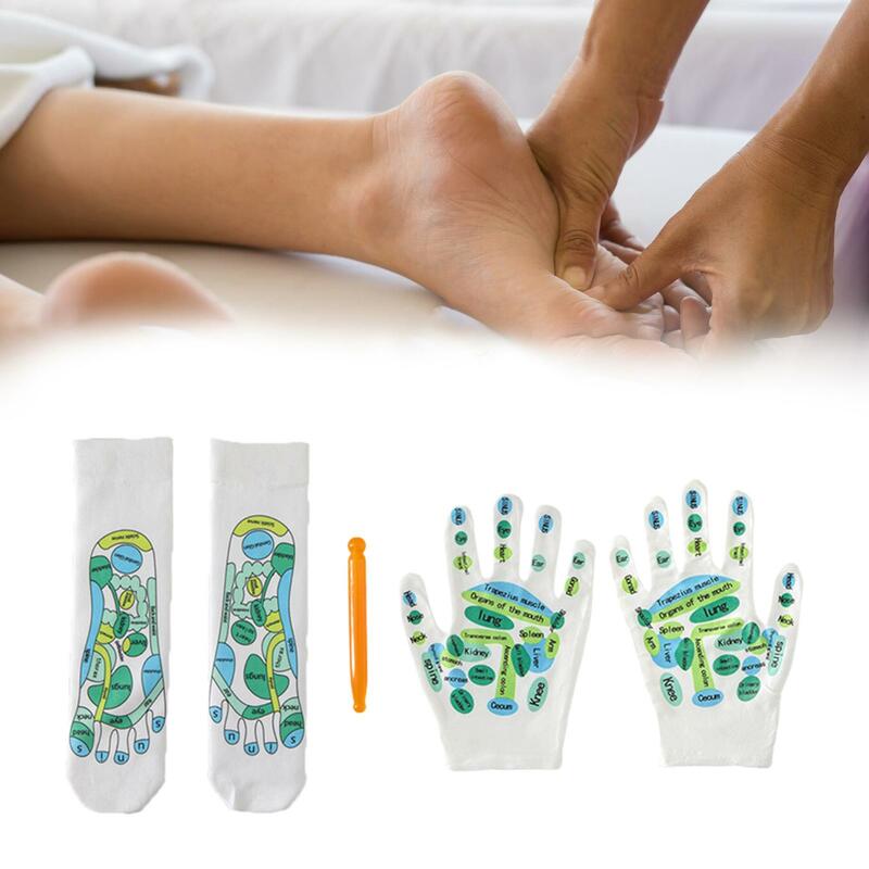 4x Acupressure Reflexology Tools Set Reusable Comfortable with Zones Marked with Point Pen for Women Men Beginner Adults