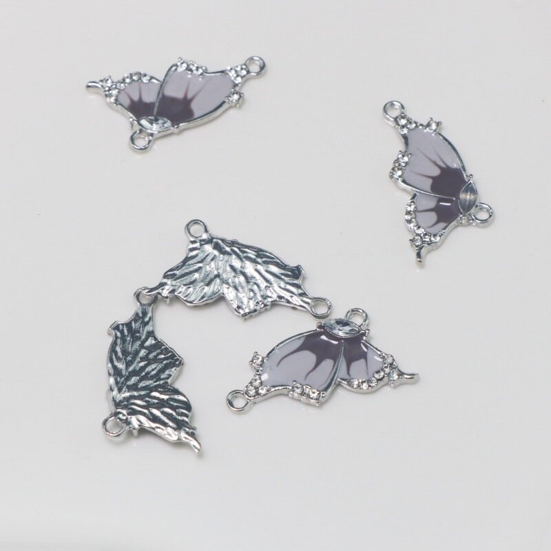 WZNB-Breloques papillon en émail, pendentif en alliage de mites, connecteur pour bijoux à bricoler soi-même, colliers de la présidence du bricolage, accessoires de bracelet, 5 pièces