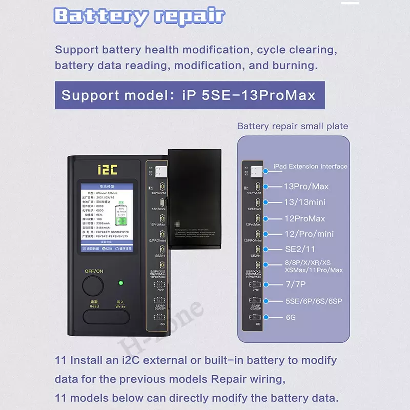 I2c i6 programador original tela lcd original cor reparação ler e escrever para iphone7-12/pro/max face id bateria reparação de dados