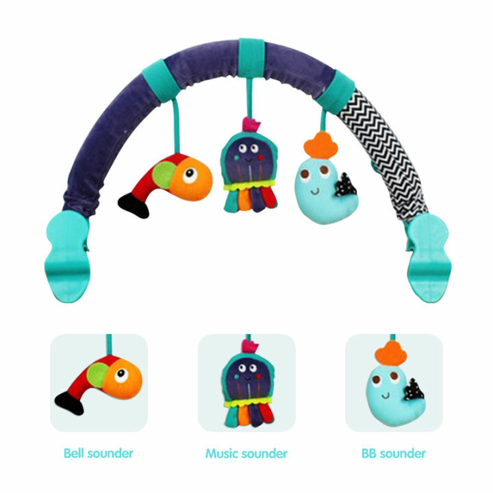 Dzwonek zawieszany wózek dziecięcy klip Unisex wózek Play Arch Rainbow zabawka łóżko klip wisiorek grzechotka dla dzieci zabawki dla niemowląt 0 12 miesięcy