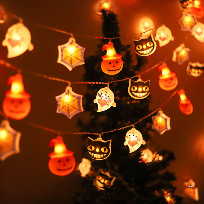 Luces decorativas navideñas para Halloween, cadena de luz alimentada por batería USB, luces de ambiente festivo para boda