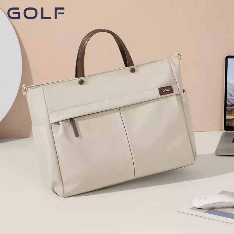 Женский портфель для гольфа, сумка-мессенджер абрикосового цвета для ноутбука 14 дюймов, женские сумки для колледжа, трендовые 2024
