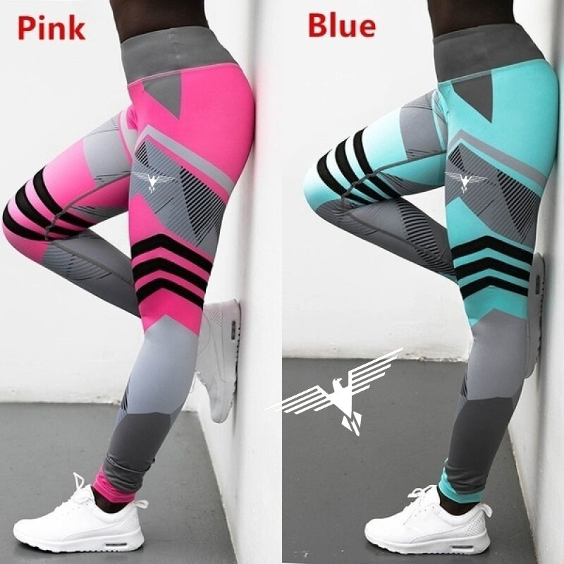 Nowy geometryczny cyfrowy spodnie do jogi z nadrukiem damskie europejskie i amerykańskie cztero-igłowe legginsy z sześcioma nitkami