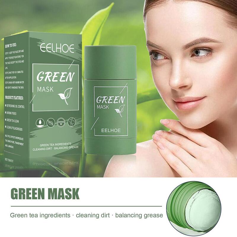 Grüner Tee Gesicht Tiefen reinigung Schlamm festes Öl Kontrolle Mitesser Pflege Akne Masken Haut feuchtigkeit spendende Gesichts schrumpf poren r8a9