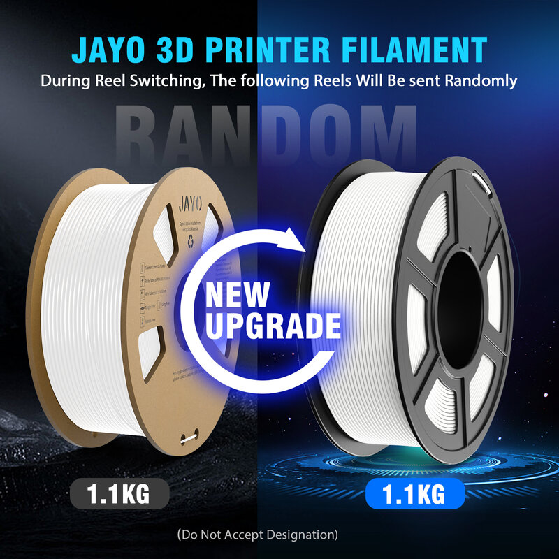 JAYO 3D Printer Filament, Materiais de impressão para impressora 3D e caneta, sem bolha, PLA Plus, PETG, SEDA, PLA META, PLA 1.75mm, 5kg, 100%