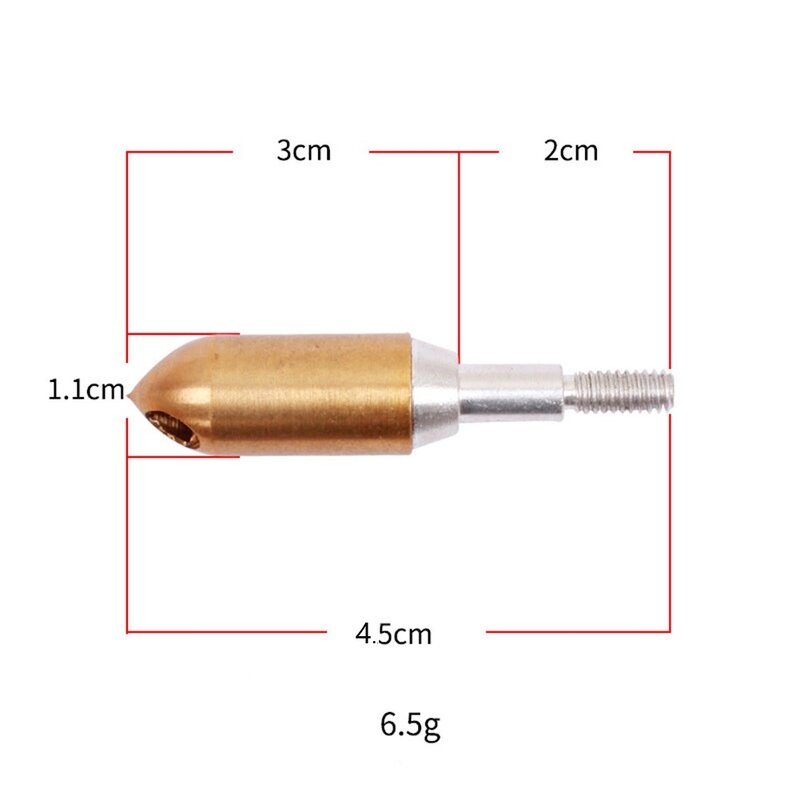 Puntas de flecha de tiro con arco de cobre de 6 piezas, punta de precisión y rendimiento, con señal silbante