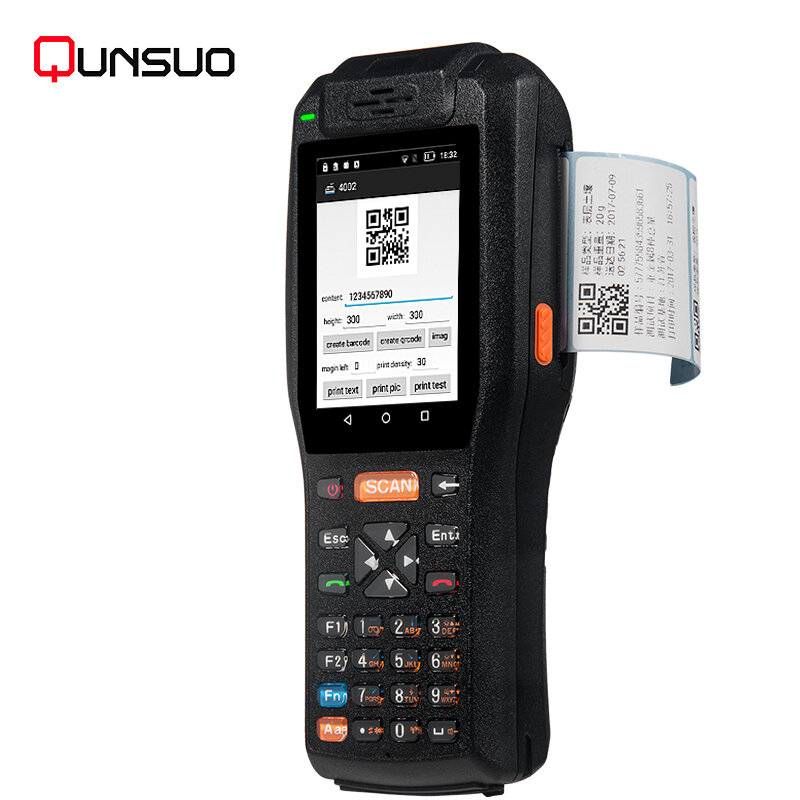 Qun Suo Handheld PDA3505, PDA3505, 1d Laser, Barcode Scanner, Terminal com impressora térmica interna 58mm
