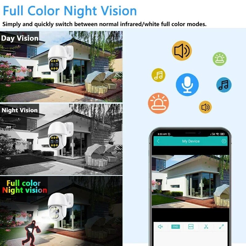 4K 8MP PTZ Camera POE 8X Zoom SecurityOutdoor Color Night Vision Smart AI P2P Pan Tilt With Motion Detection Two Way Audio Cccam