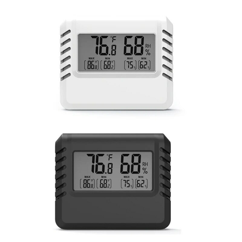 Termómetro ultradelgado, higrómetro con pantalla Digital, medidor electrónico de temperatura y humedad con soporte blanco