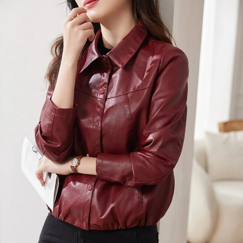 ZXRYXGS Высококачественная женская рубашка из искусственной кожи короткое кожаное пальто 2024 Весенняя популярная куртка свободные и стройнящие женские куртки