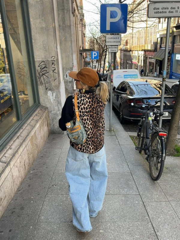 Rompi macan tutul Vintage wanita, jaket tanpa lengan renda, gaya jalanan Musim Semi Musim Panas 2024