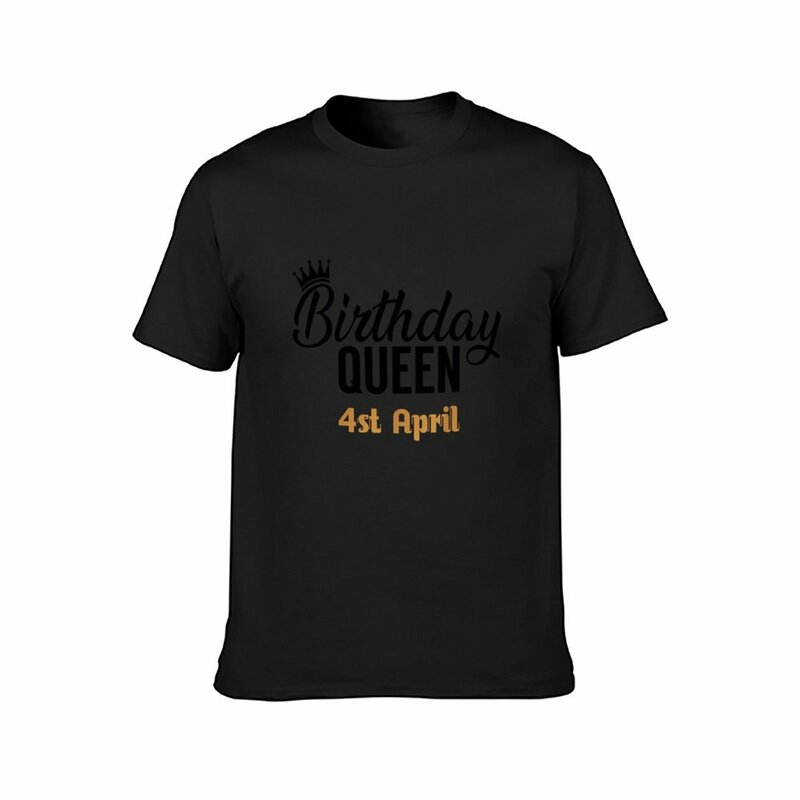 Men's Birthday Queen T Shirt, cobre, 4th April, Doces, Branco, Rapaz, Camiseta