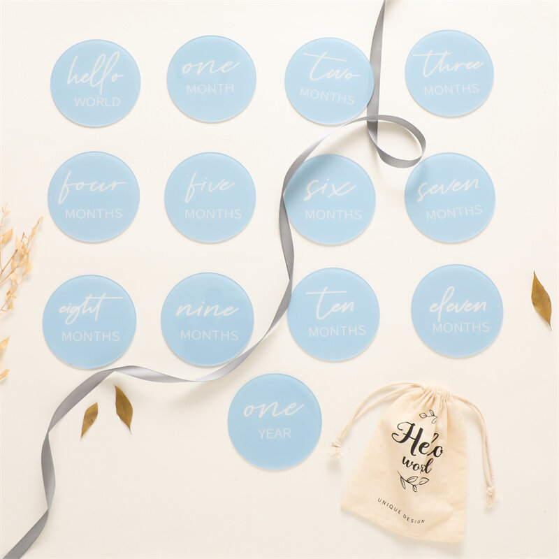 13pcs Baby Milestone Cards Acrylic Number Monthly Memorial Newborn Photography Props Accessories For Newborn Birth Day Gifts