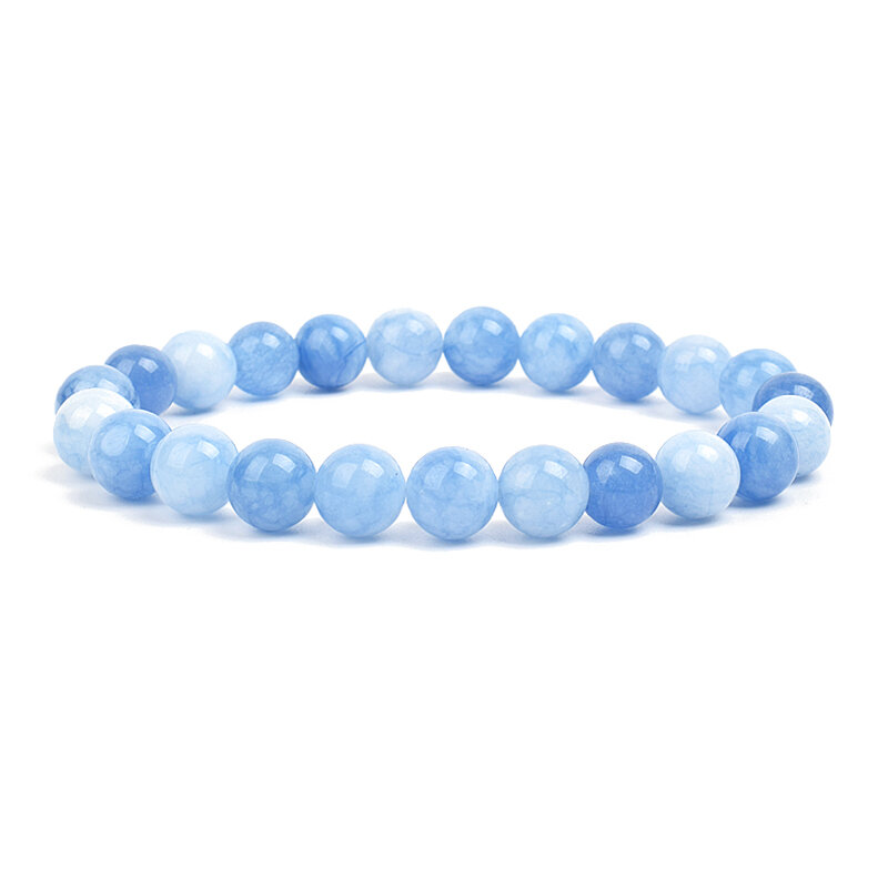 Natural Stone Beads Bracelet For Women Men Amethysts Crystal Quartzs Aquamarines Jades Jewelry Agates Elastic Bangle Bracelets