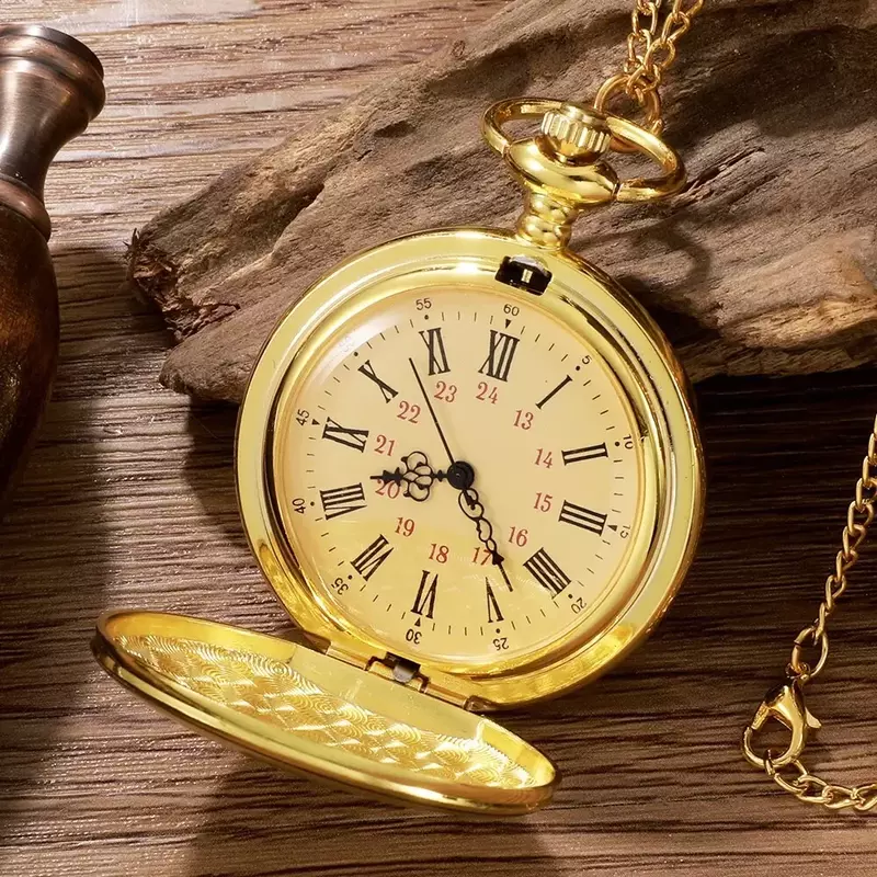 นาฬิกาควอตซ์ตัวเลขโรมันโบราณ4สีสร้อยคอจี้นาฬิกาห่วงโซ่นาฬิกาผู้ชายผู้หญิง