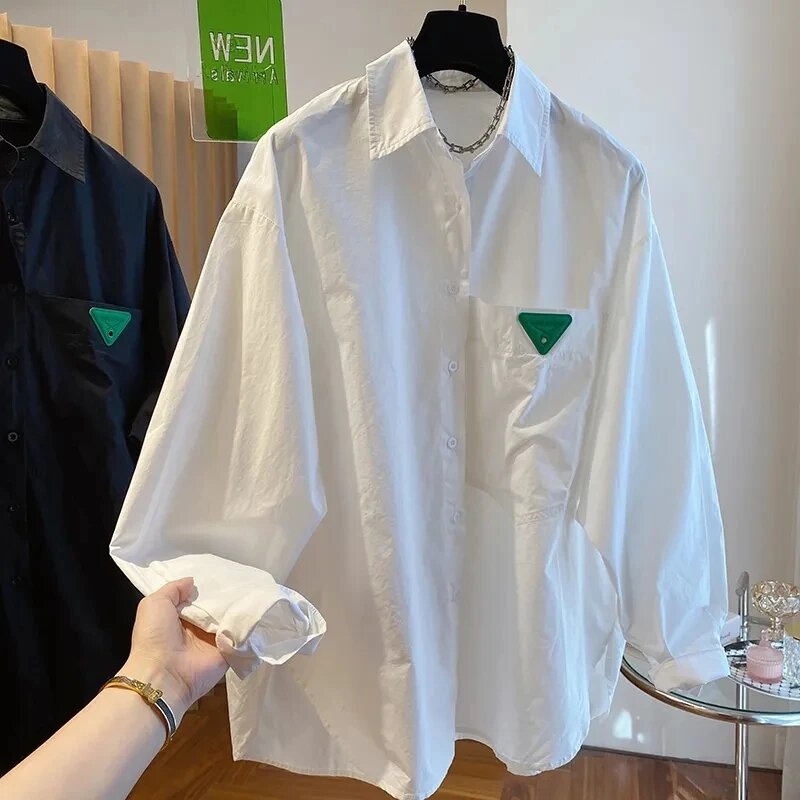 Damska luźna koszula 2024 Fashion Design Sense bluzka z długim rękawem wiosna lato Casual jednorzędowa elegancka bluzka kobieta topy