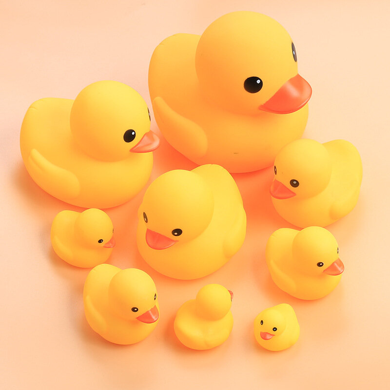 Cute Small Yellow Duck Baby Bath Toys Squeeze Rubber BB Bathing Water Fun Toy Race Classic Squeaky Kids Toys