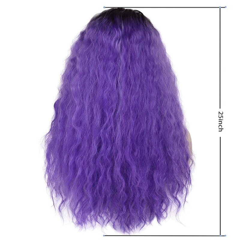 GNIMEGIL-peruca longa onda do corpo para mulheres, cabelo sintético, preto, roxo, ombre, natural, onda de água, penteado, sexy, fêmea, cosplay