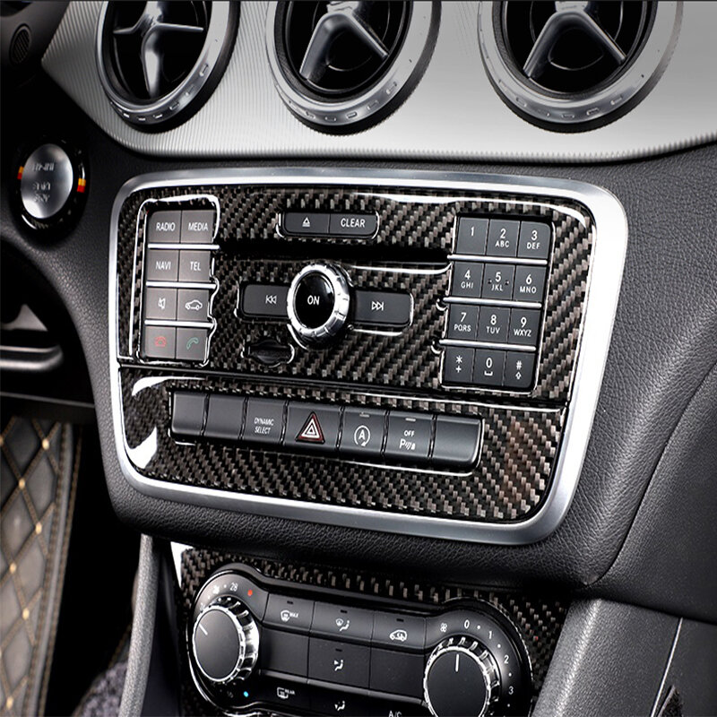 ألياف الكربون ملصق سيارة CD تكييف الهواء لوحة التحكم غطاء الكسوة لمرسيدس بنز A الفئة W176 GLA X156 CLA اكسسوارات