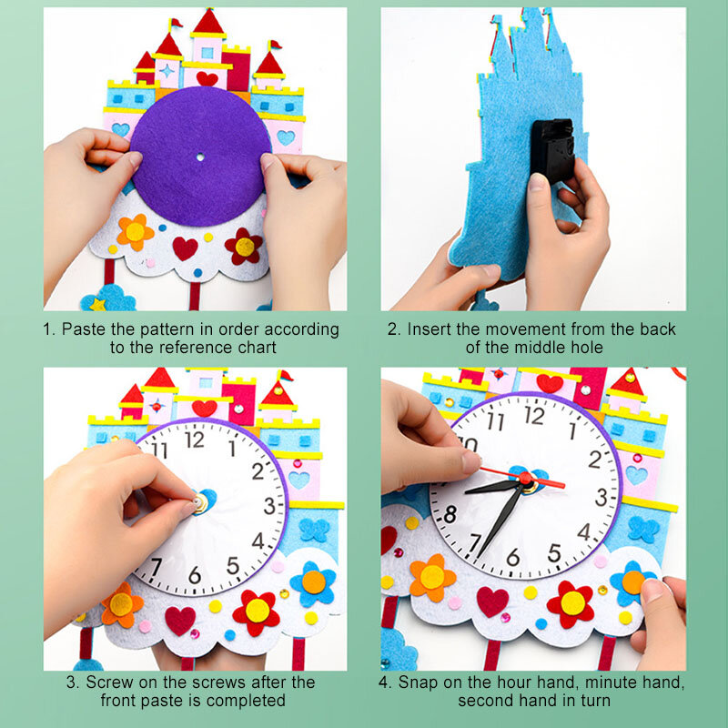 Relógios de Cognição do bebê Brinquedos, Relógio DIY Brinquedos, Artesanato Montessori, Hora Minuto Segundo, Presente Infantil, Presentes Pré-Escolar Precoce