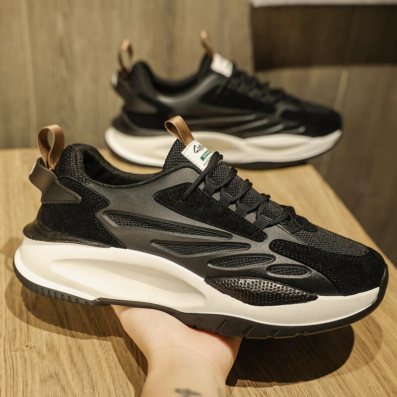 2023 Spring New Men's Casual Sports Shoes Thick-soled Mesh Breathable Daddy Shoes All-match Student Low-cut Men's Shoes