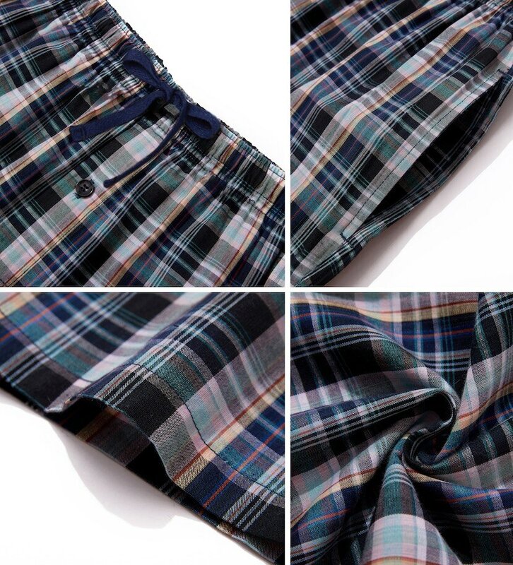 Мужские хлопковые штаны JupiterSecret, 3 шт. в клетку для сна и отдыха, пижамные штаны с карманами для всех сезонов