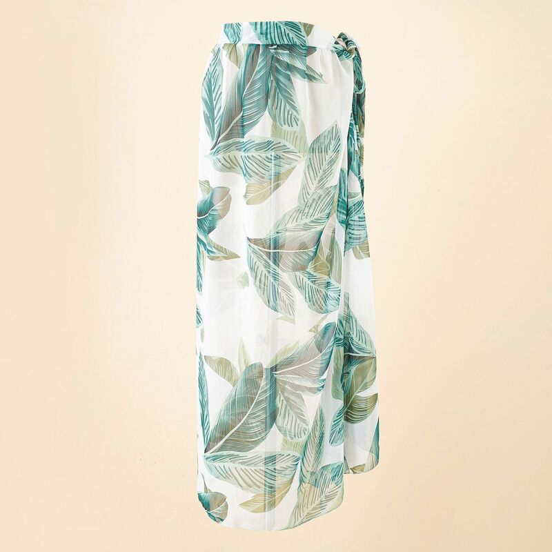 2023 New Summer European-American Leopard Print Beach Holiday Chiffon Print Tie-dye Binding Beach Wrap Skirt Blouse Black
