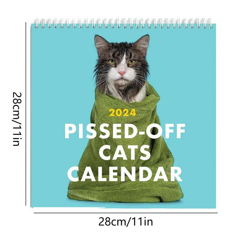 2024 Pissige Katten Kalender Creatieve Planning Kalender Student Desktop Decoratie Takenlijst Draagbare Maandelijkse Kalender