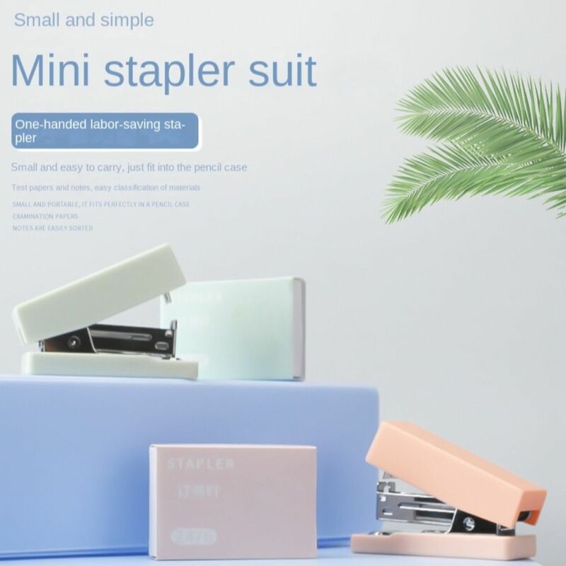 Paper Binding Paper Stapler Cartoon Stationery Morandi Stapler Set Metal Durable Binding Machine Office Accessories