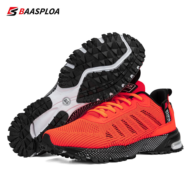 Профессиональные легкие мужские дизайнерские сетчатые кроссовки Baasploa со шнуровкой, мужская спортивная теннисная обувь для активного отдыха, Дышащее покрытие, Нескольская резиновая подошва, Разнообразие цветов