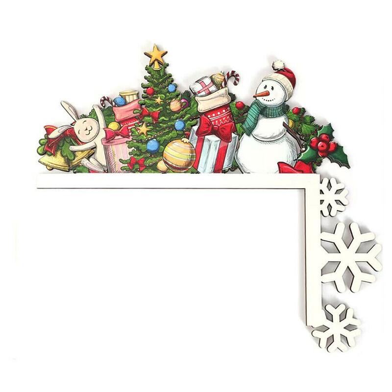 Boże Narodzenie drzwi dekoracyjna rama Santa Claus drewniane ozdoby świąteczne szczęśliwego nowego roku 2024 drzwi wykończenie ramy drewniane wystrój bożonarodzeniowy