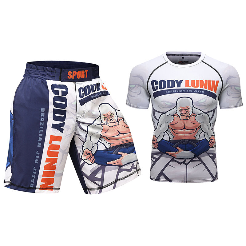 Cody Lundin Tight men's 3D Printed MMA set Fashion tuta Rashguard e Kixboxing Shorts rash guard set training kit da uomo