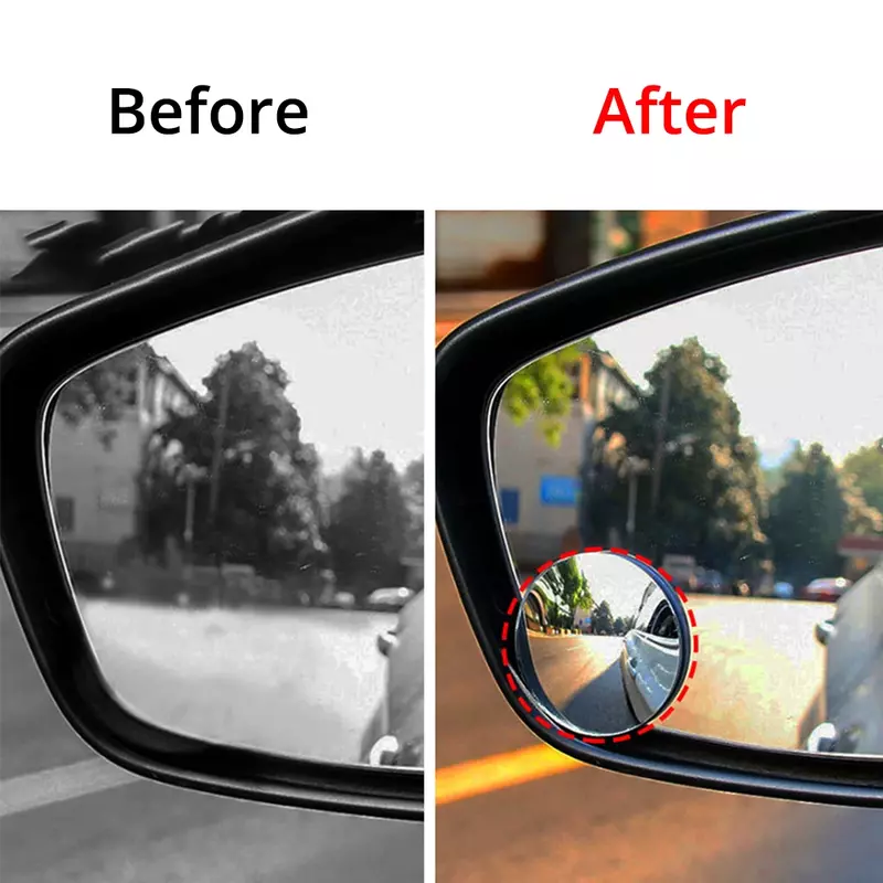 Cermin spion mobil tanpa bingkai, 1X 360 derajat HD titik buta cermin cembung mobil sudut lebar terbalik cermin parkir tanpa bingkai