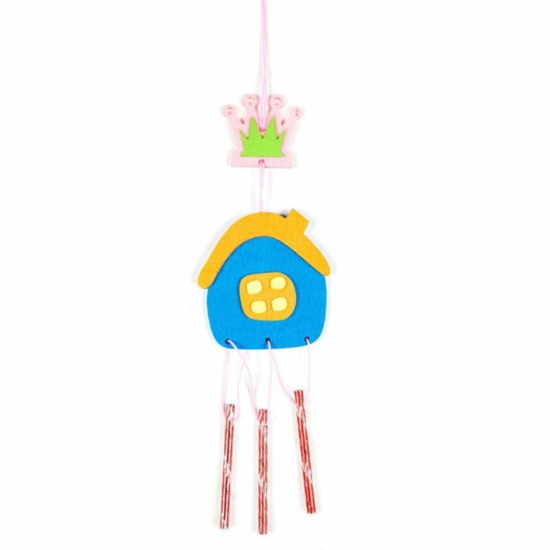 Adorável diy ornamento artesanato kits windbell crianças festa favor jardim infância arte fornecimento