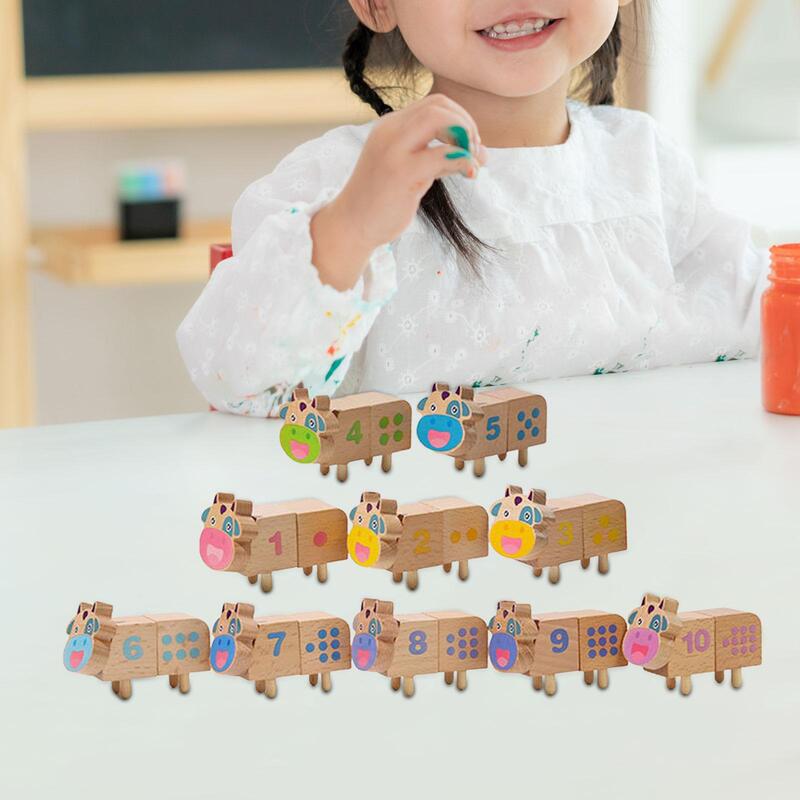 子供のための木製ビルディングブロック、積み重ねブロック、就学前学習活動、アルファベット番号、男の子と女の子、クリスマスギフト、10個