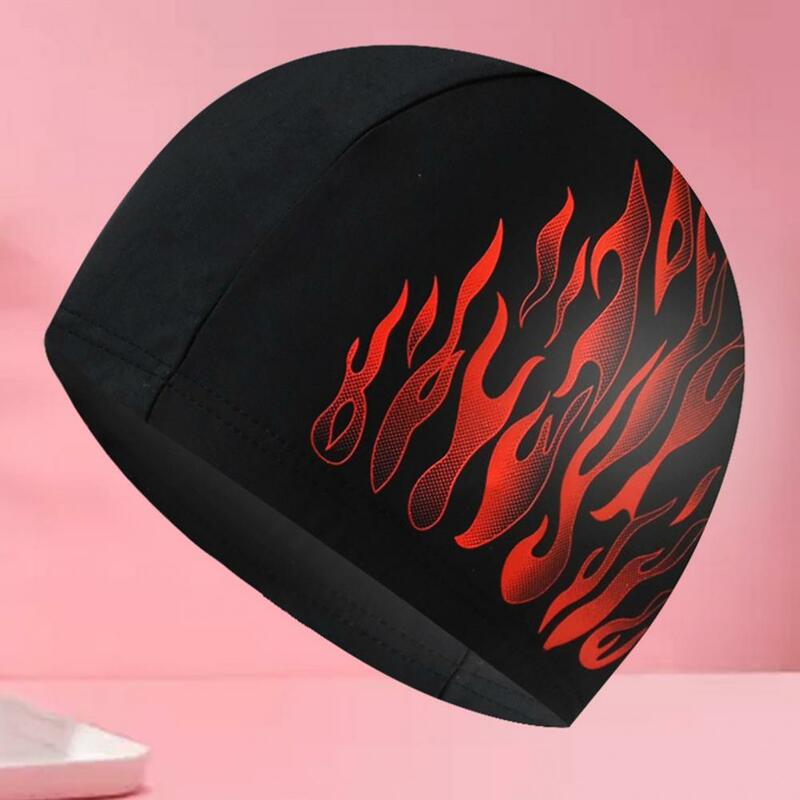 Nylon Flame Style Swimming Cap Swiming Pool Protect Hair Ears Caps 3D Flame Printing Men Swimming Cap Women Adults Bathing Hat