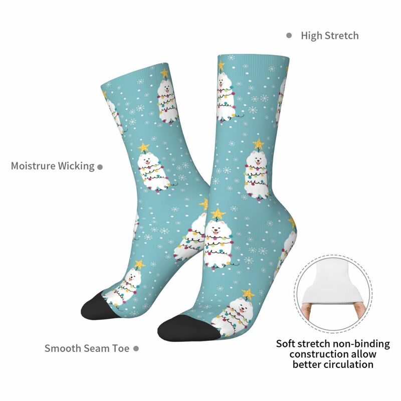 Samoyed Christmas Tree Socks Harajuku Super Soft Stockings All Season Long Socks Accessories for Unisex Gifts