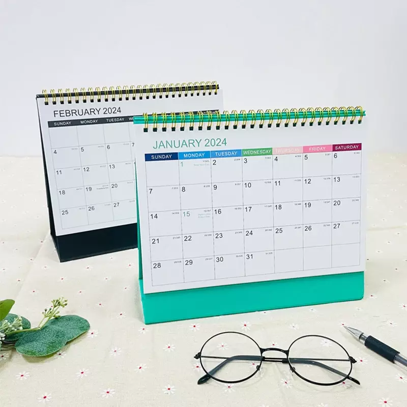 Large 2024 Desk Calendar Spiral Dual Side Calendar Book Yearly Monthly Daily Planner Desk Decorations Office School Supplies