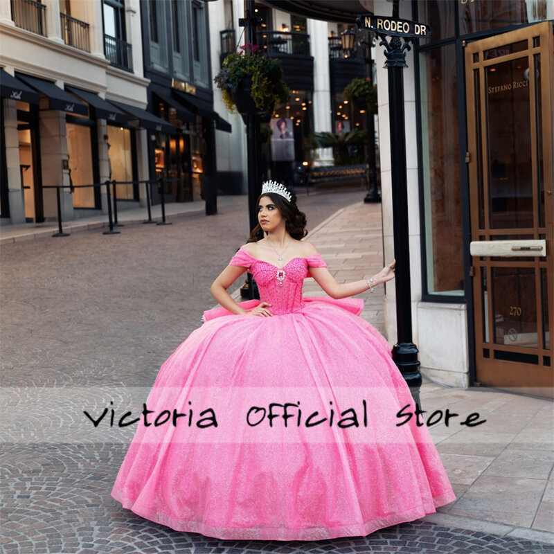 Vestido de quinceañera rosa para niñas, vestido corto, vestido de cumpleaños, dulce y brillante, 16 vestidos, mexicano, hombros descubiertos, azul
