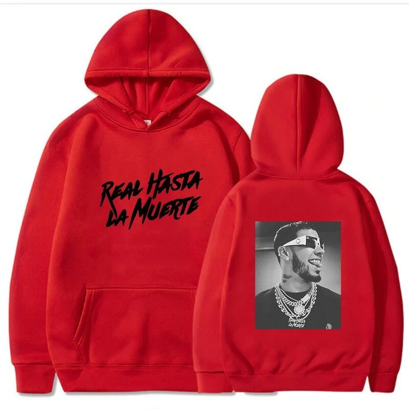 New Rapper Anuel AA Real Hasta La Muerte Men's Hoodie Women's Fashion Simple Long sleeved Pullover Street Trend Large Sweatshirt