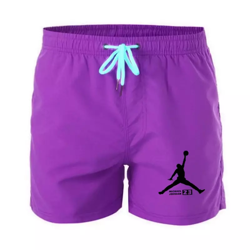 Shorts esportivos casuais para homens e mulheres, calça praia, estampa da mesma letra, moda verão
