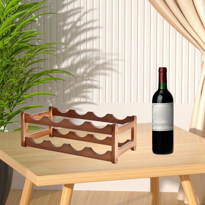 Prateleira de garrafa de vinho superfície lisa vinho tinto, cremalheira do vinho de madeira, suporte para bar, armário de bancada