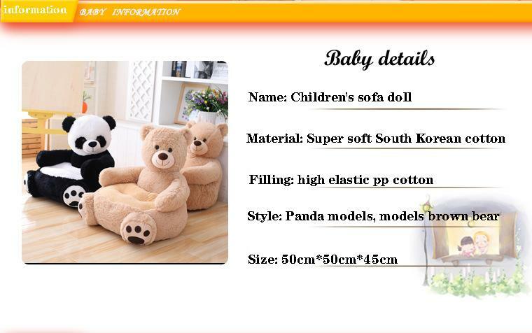 Animal dos desenhos animados das crianças Plush Seat Sofa Cover, cadeira portátil, confortável, Panda, presente sem Interior, bebê