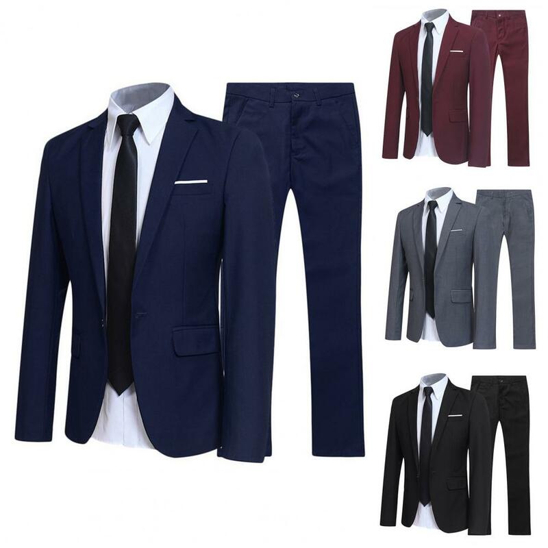 Formelle Anzug Set Mode Knöpfe Taschen Blazer Männer Business Anzug Set formelle Turndown Kragen Anzug für Dating