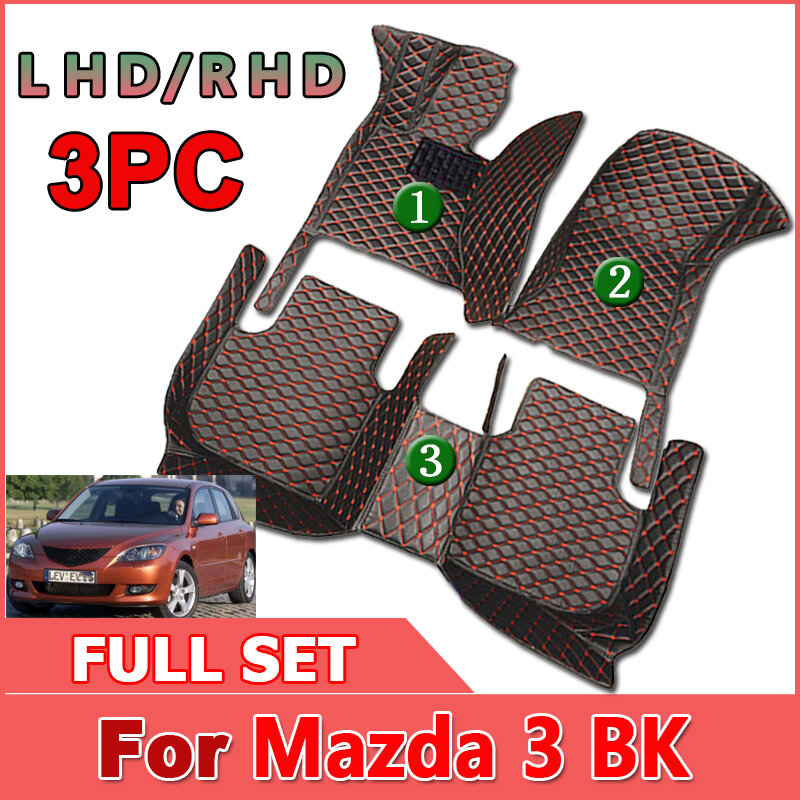 Car Floor Mats For Mazda3 Mazda 3 BK 2004~2009 Auto Rugs Durable Waterproof Carpet Luxury Leather Mat Full Set Car Accessories