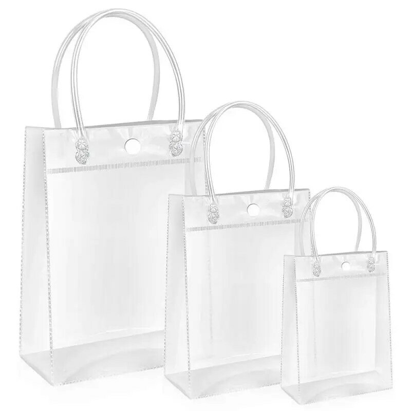 1~10PCS Women Clear Tote Bag PVC Transparent Handbag Shoulder Beach Travel Makeup Bags
