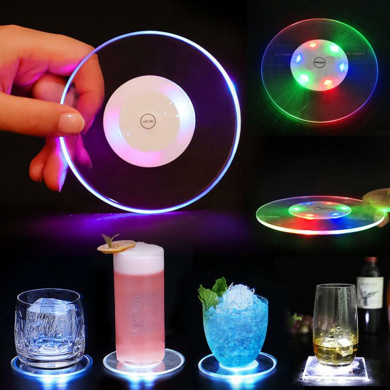 Baru Unik LED Light-Emitting Bar Coaster Meja Makan Dekorasi Suasana Cahaya Gravitasi Induksi Pengisian Minuman Coaster